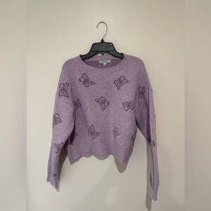 Hooked Up Purple Butterfly Sweater size medium